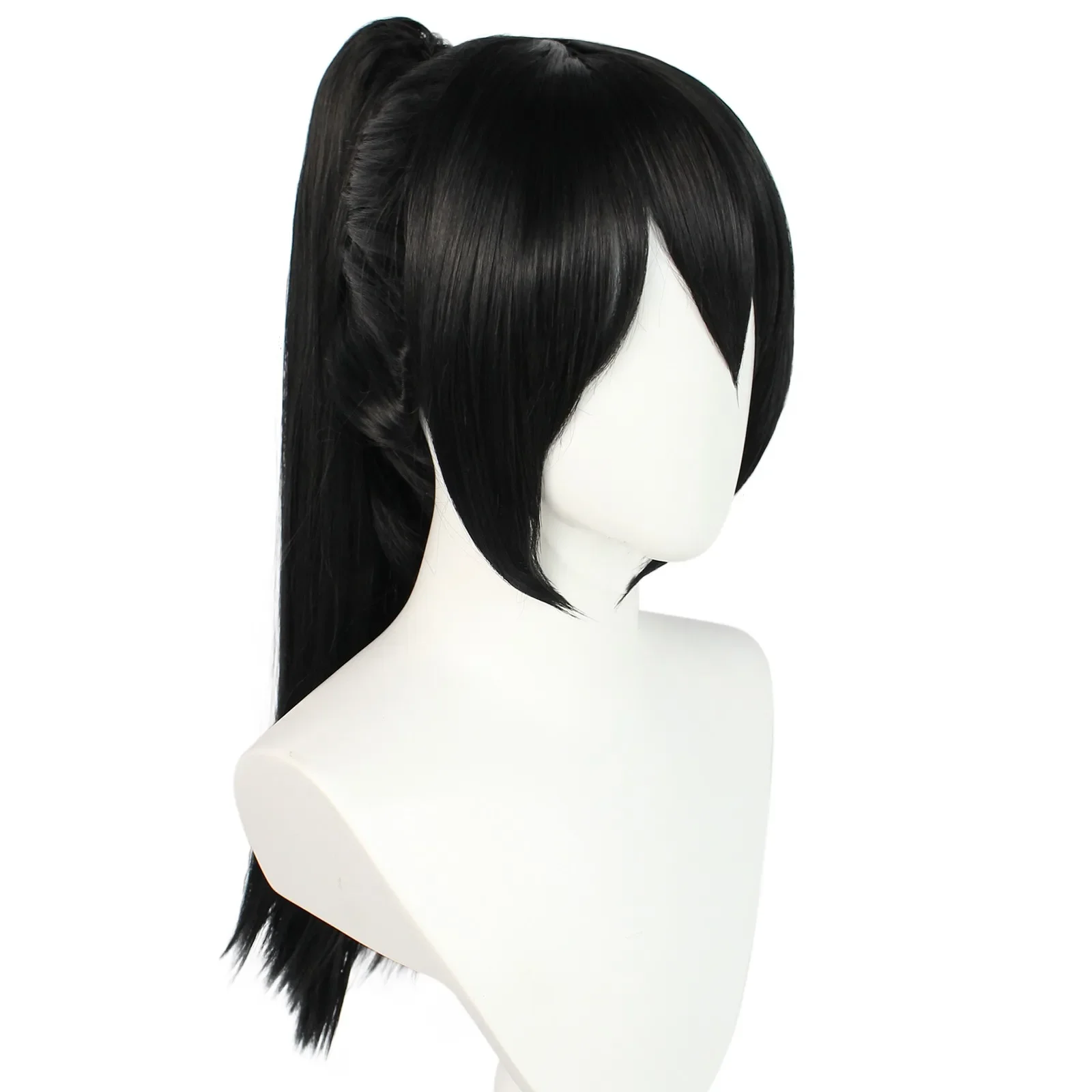 Парик для косплея Yukimura Jiziru длинный прямой черный хвост с челкой Хэллоуина