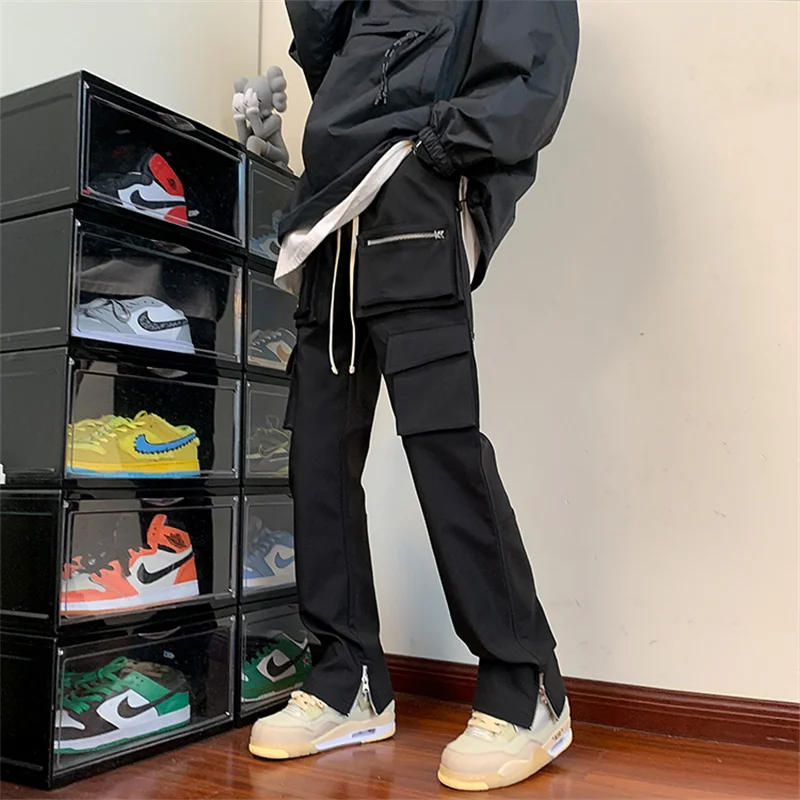 

Брюки-карго мужские с карманами, на молнии, с разрезом