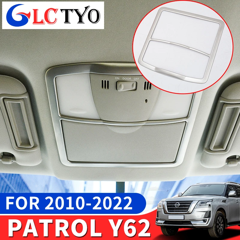 

Nissan Patrol Y62 2020-2010 Interior Stainless Steel Roof Reading Light Frame Modification Accessories 2019 2018 2017 2016 2015