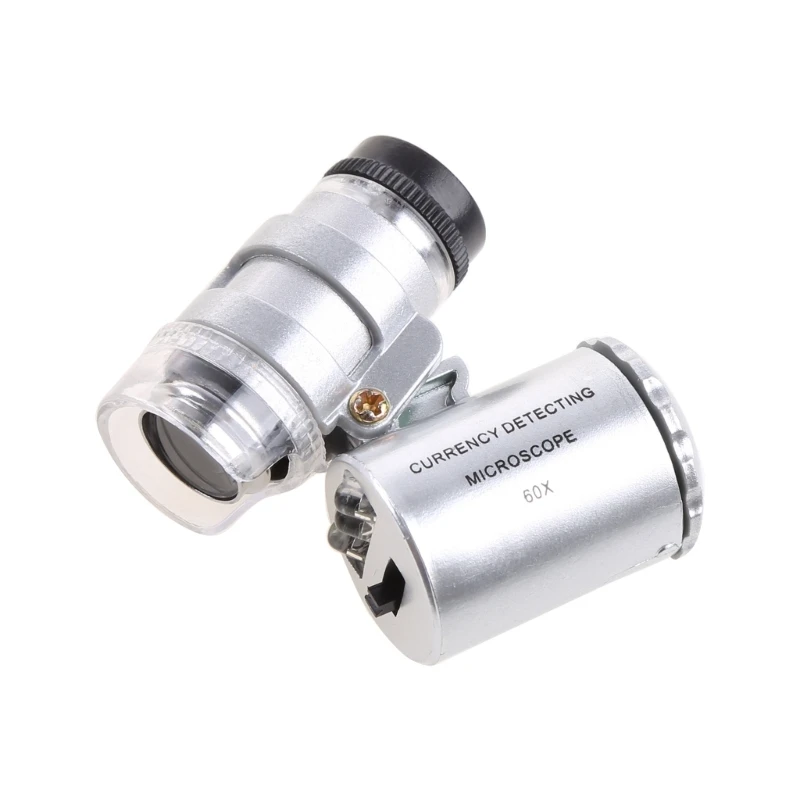 Мини-лупа 60X микроскоп УФ-ювелирная лупа детектор валют со светодиодной