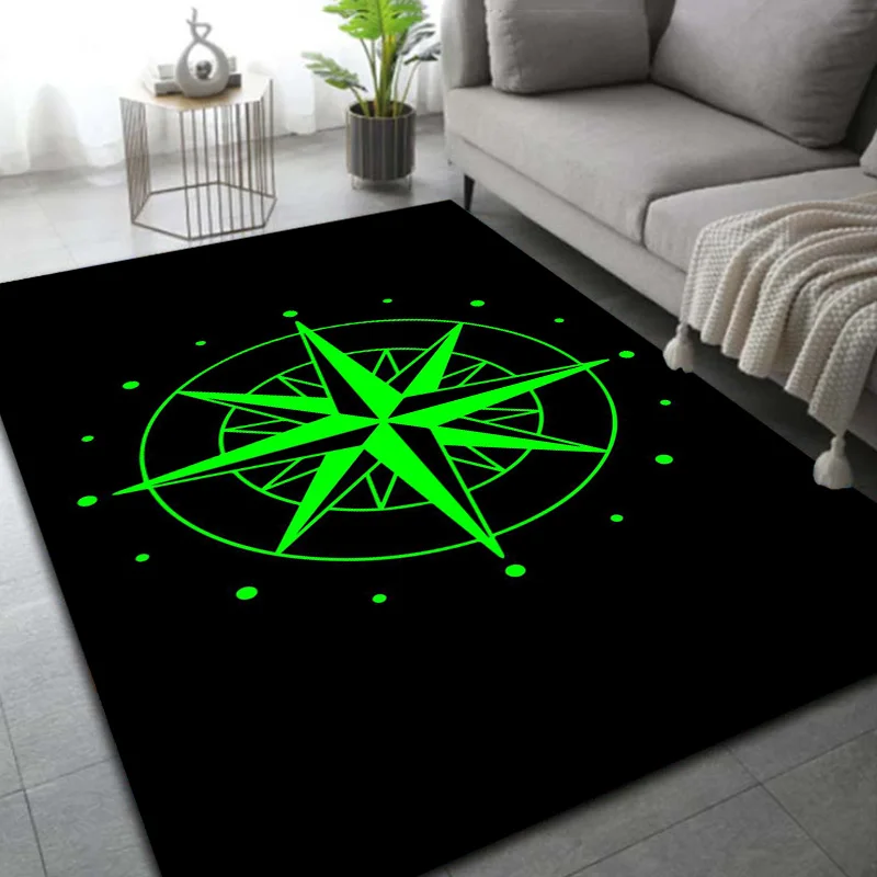 Ковер в стиле ретро с компасом и картой мира