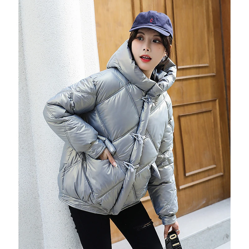Casual Cotton Padded Coat Women Solid Thicken Warm Hooded Jacket Women 2022 Winter Korean Fashion Elegant Loose Outwear Female