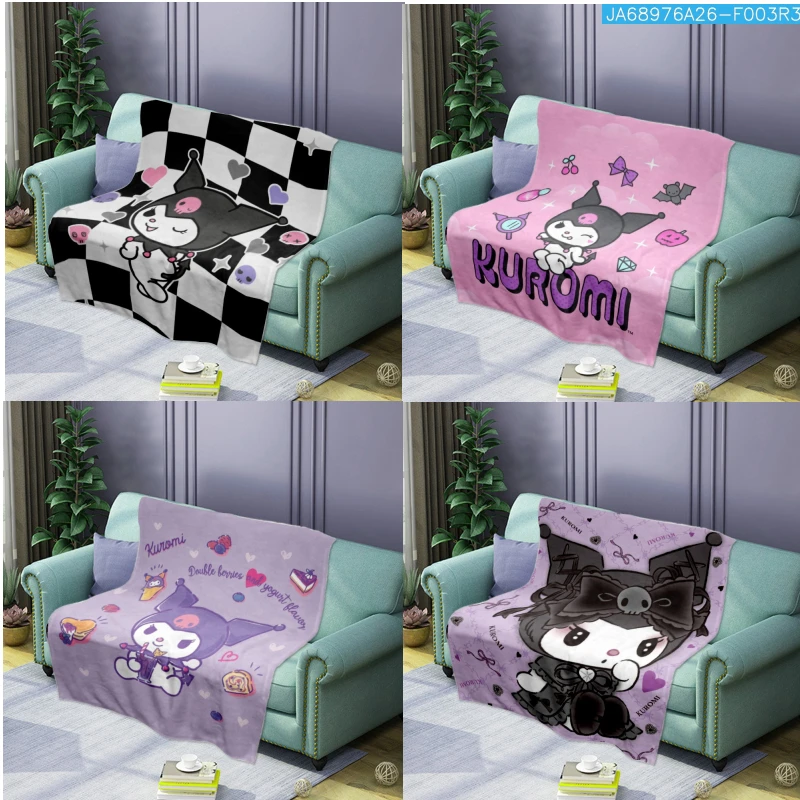 

Новинка, мягкое и удобное Фланелевое 3D одеяло для сна Sanrio Kuromi из мультфильма, милое детское одеяло для сна, Рождественский подарок