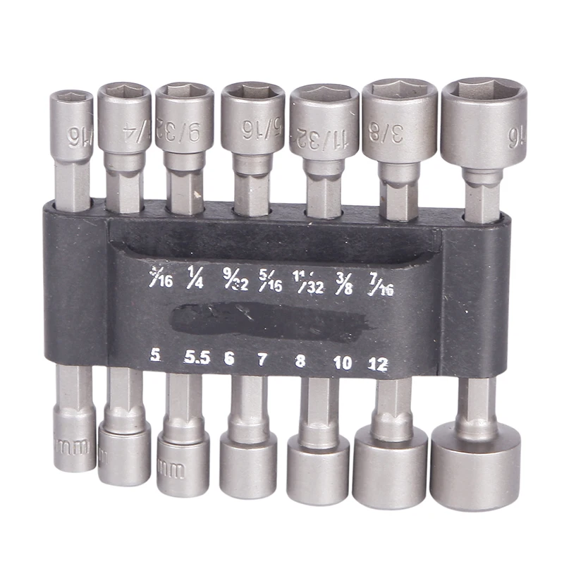 

14Pcs 5-12mm Hexagonal Shank Hex Nut Socket 1/4" Screw Metric Driver Tool Set Adapter Drill Bit Impact Socket for Power Tools