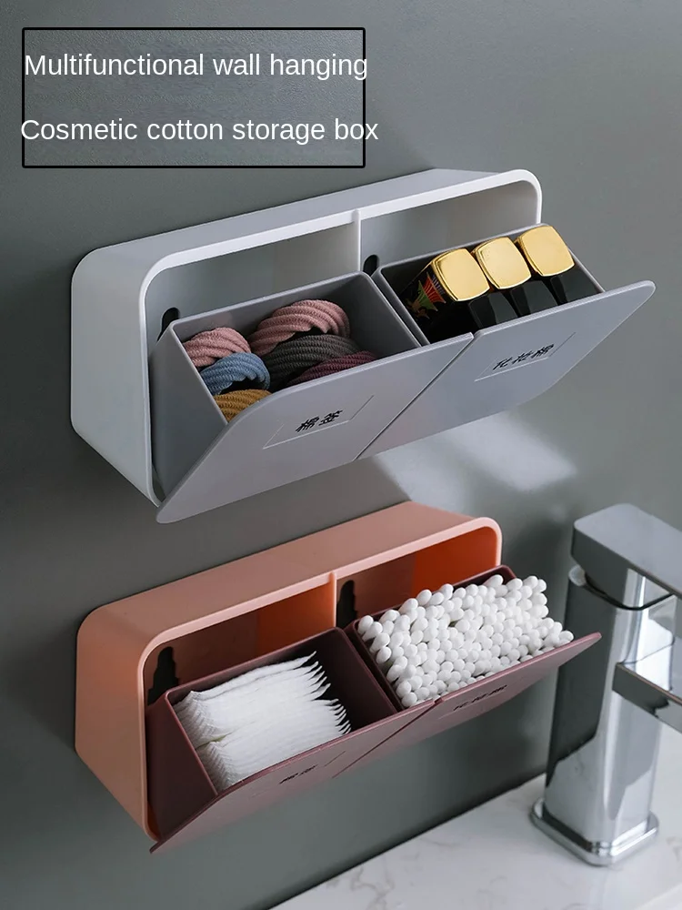 

Storage Box Wall Mounted Swab Box Clamshell Small Box for Makeup Remover Cotton Plastic Cotton Stick Cotton Sheet Organizer Box