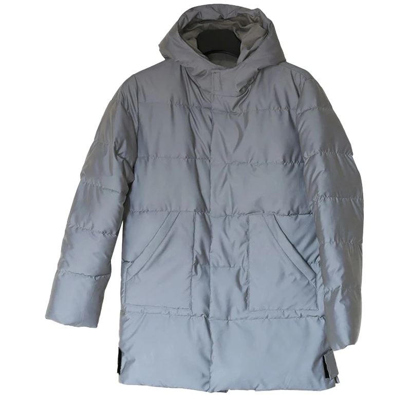 Parklees Men Reflective Cotton Padded Jacket Coat 2022 Winter New Night Fluprescent Hooded Coat Fashion Hiphop Warm Overcoat 3XL