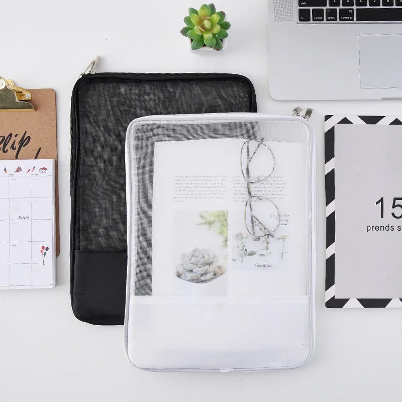 

EZONE Transparent Mesh Document Bag File Folder A4 Zipper Document Organizer Paper Holder Office School Folders Student Supplies