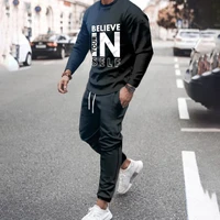 long sleeve 3d print athletic sets casual sportswear suit gentlemen tracksuits two piece spring and autumn o neck men clothing