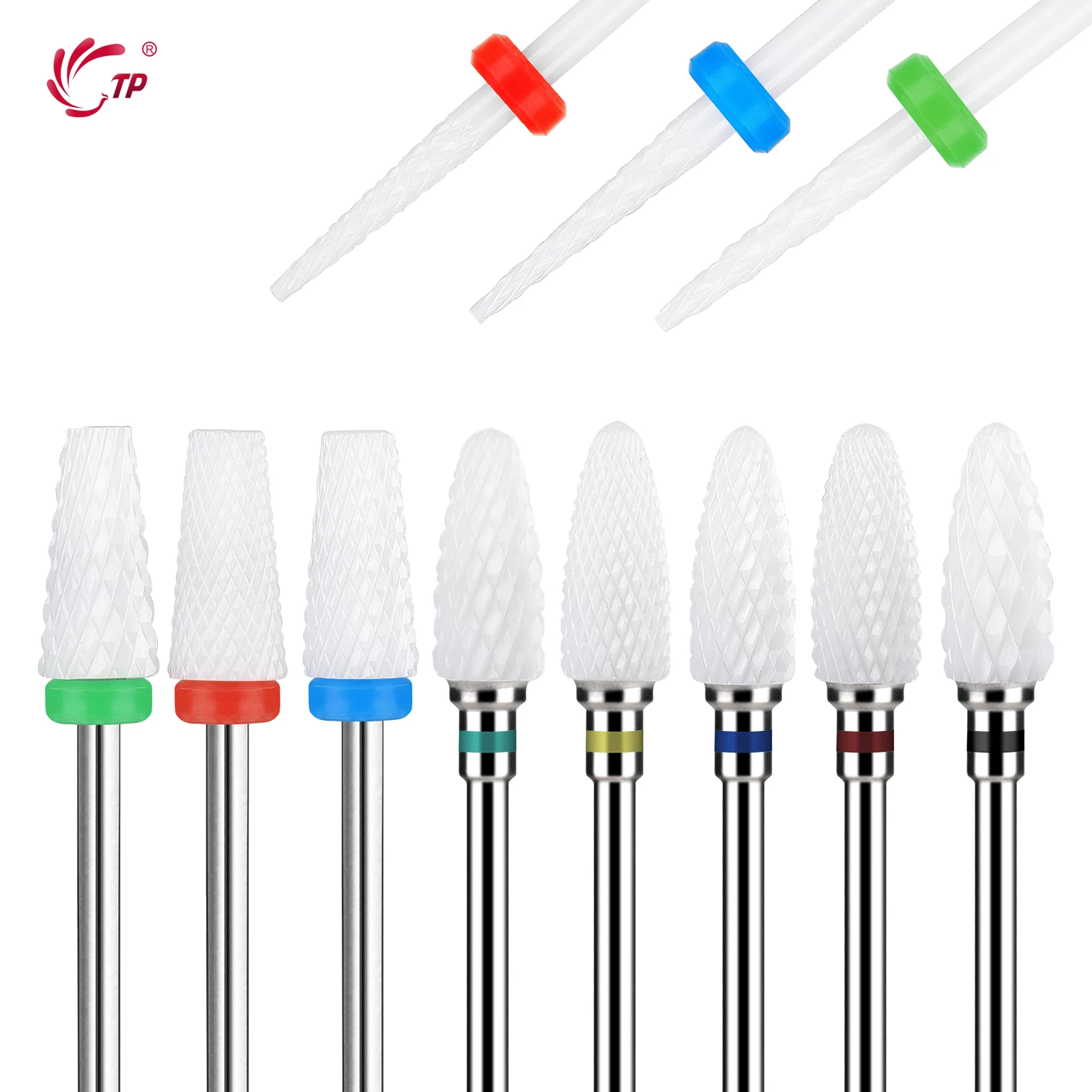 

Ceramic Nail Drill Bit Milling Cutter for Electric Manicure Drill Bits Flame Corn Files for Pedicure Machine Polish Accessory