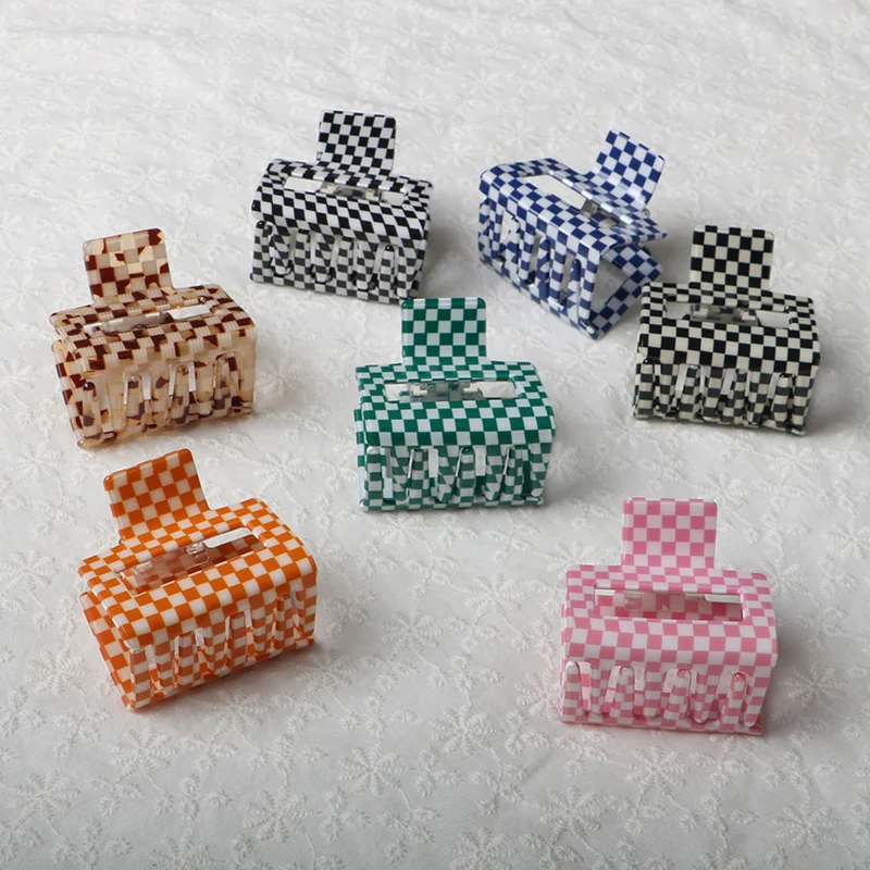 1 шт. клетчатые заколки для волос Винтажные банановые зажимы из целлюлозного