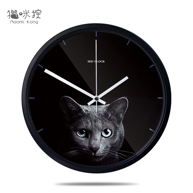 

12inch Wall Clock Living Room Creative Modern Black Cat Simple Round Fashion Decoration Bedroom Silent Wall Clock