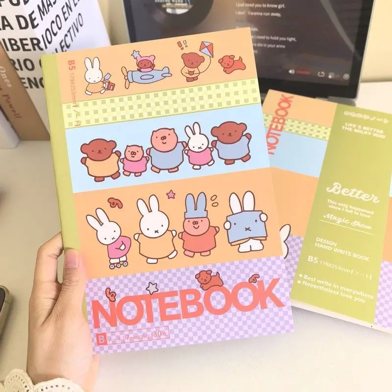 Фото Набор из 4 тетрадей Miffy Rabbit B5, 30 страниц/книга, классический дизайн с линованными страницами, дневник, канцелярские товары для студентов, для заметок, подарок №1