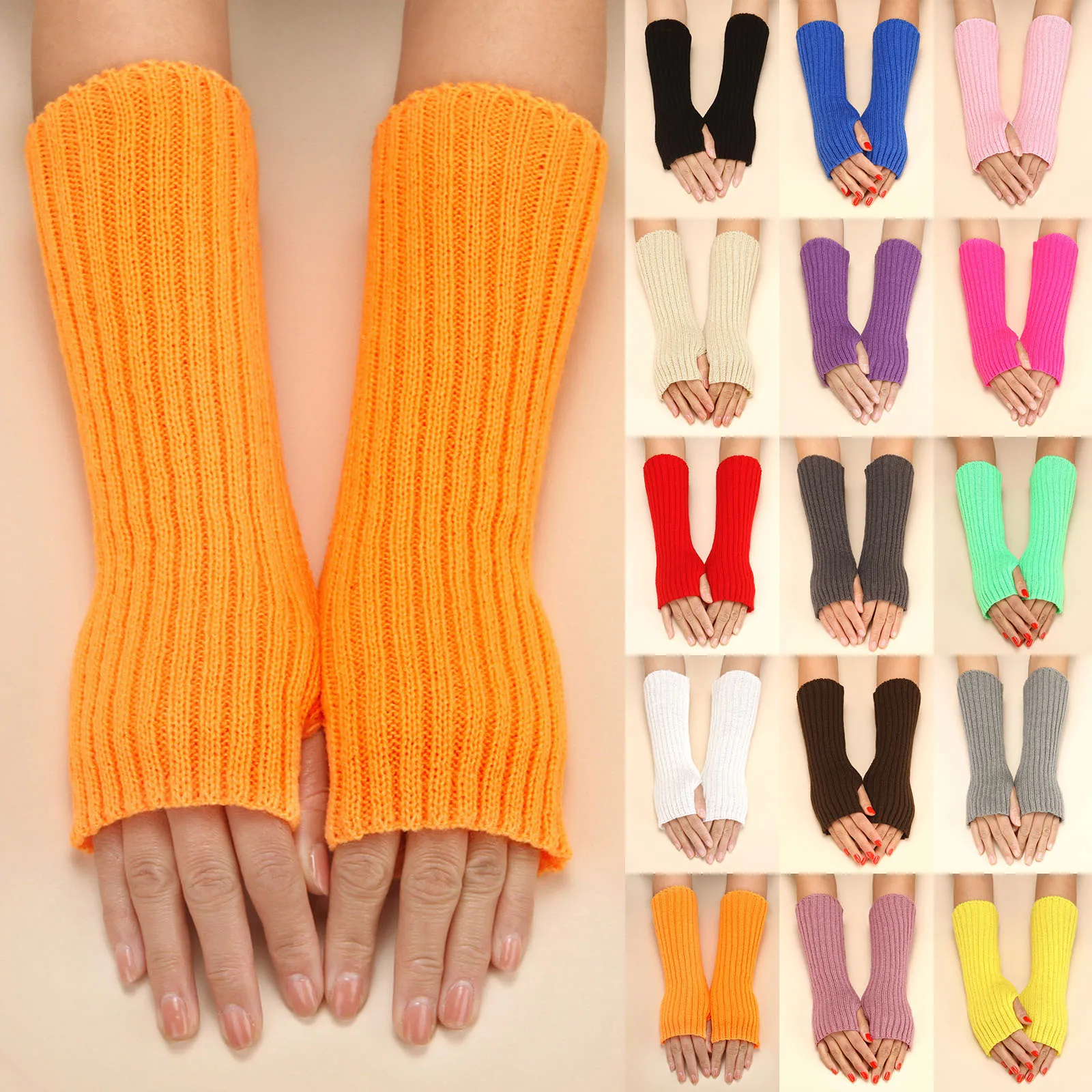 

Long Half Finger Gloves for Women Winter Thicken Wool Knitting Arm Gloves Soft Warm Mittens Handschoenen Unisex Guantes Mujer