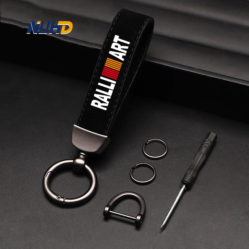 

Suede Car Keychain For Mitsubishi Outlaner Lancer EX Eclipse ASX Fajero Galant Key Rings Protector Metal Anti-loss Accessories