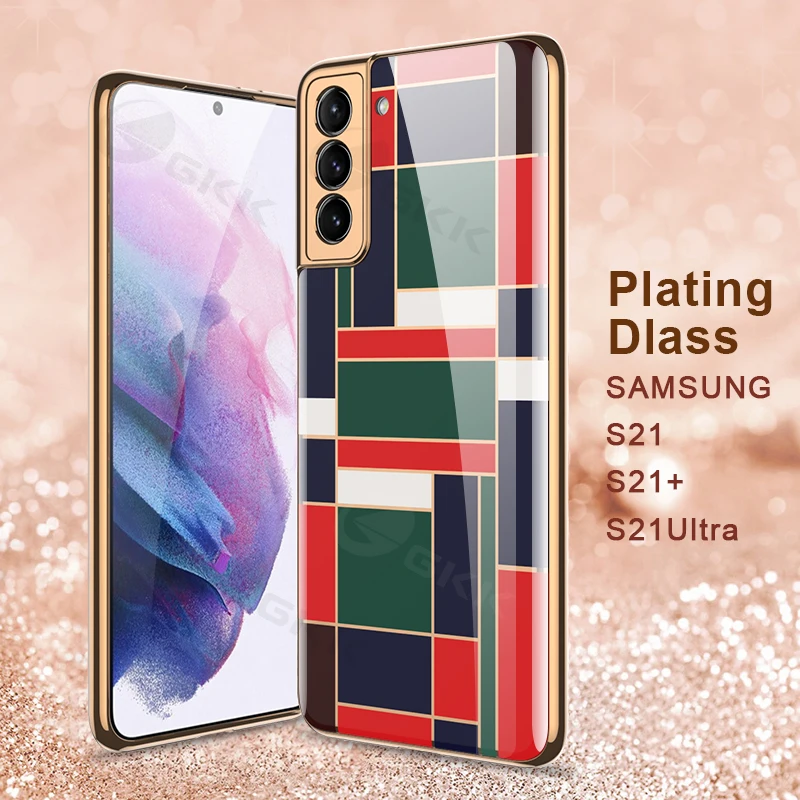 

GKK Luxury Plating Glass Case For Samsung Galaxy S21 Plus Ultra 5G Full Protection Hard Cover For Samsung S21 Plus Ultra Case