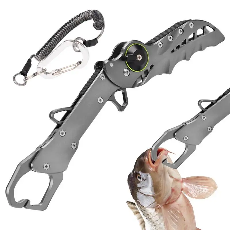

Fish Gripper Aluminum Alloy Foldable Fishing Pliers Grabber with Lanyard Anti-Rust Anti-Corrosion Catfish Mouth Pliers Holder