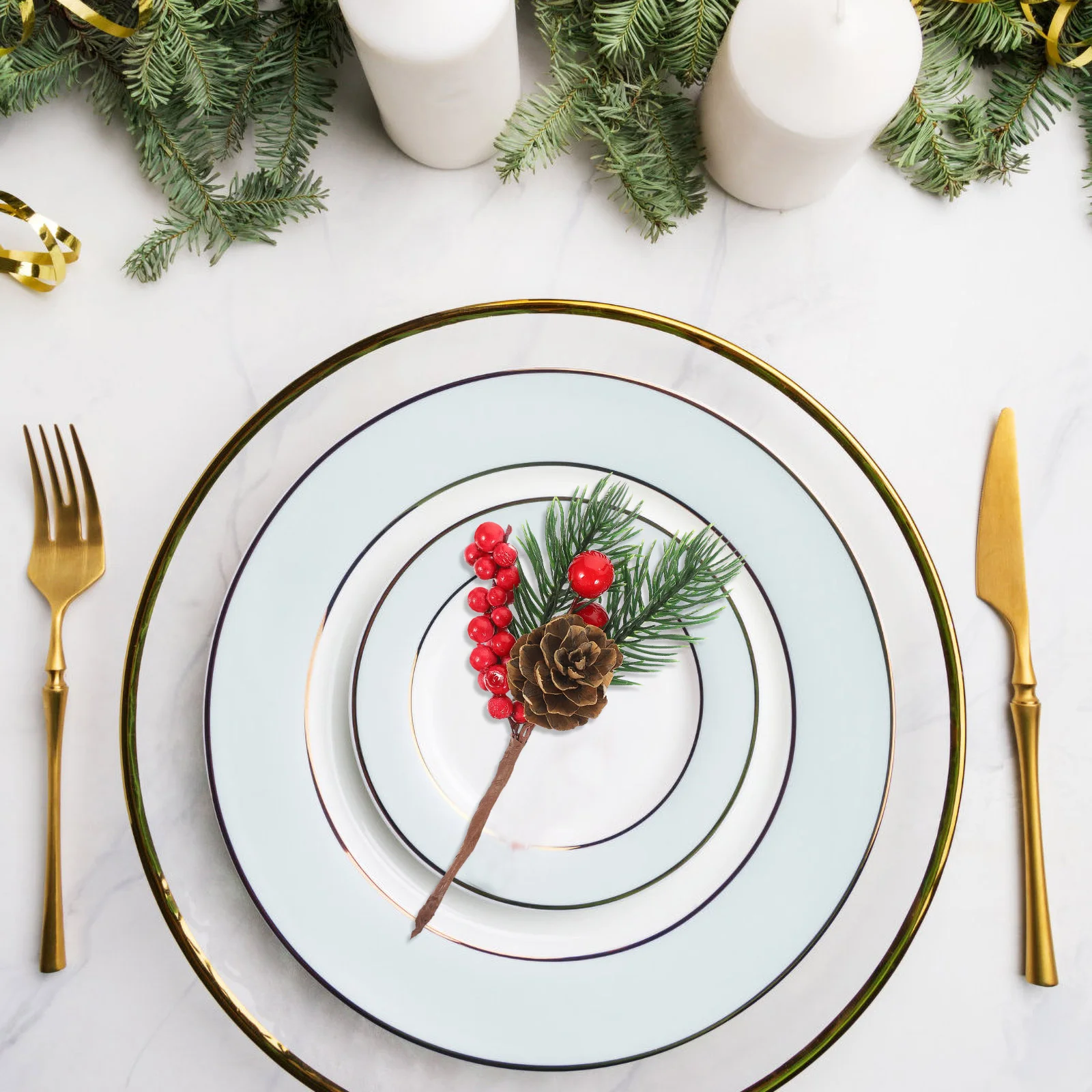 

Christmas Pine Picks Berry Artificial Branches Berries Decor Stems Redstem Wreath Floral Treehollyflower Fake Branch Pick Cone