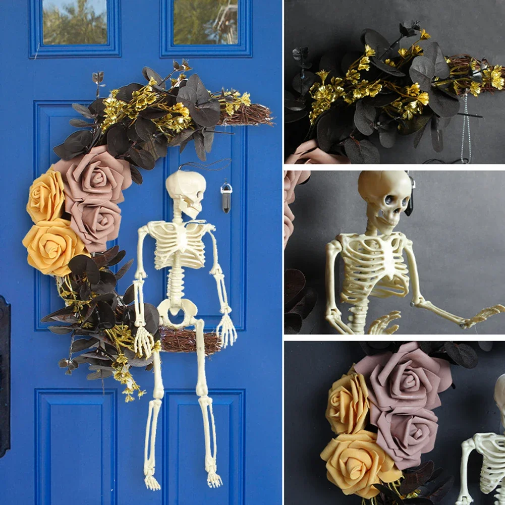 Искусственный Венок С Черепом Черные Розы Готический Декор На Хэллоуин