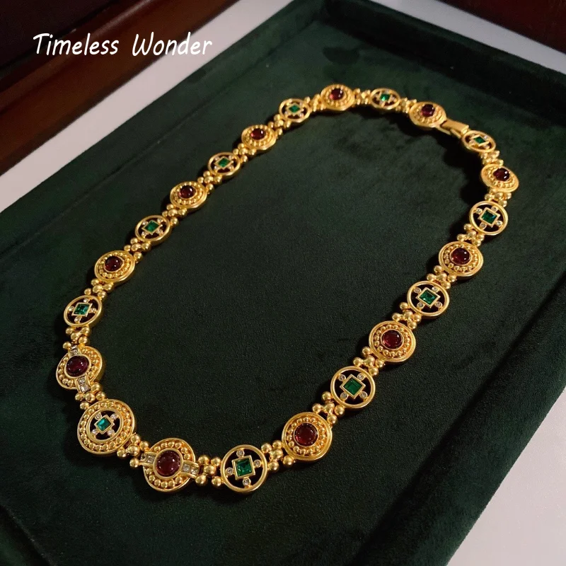 

Timeless Wonder Fancy Zirconia Geo Glass Statement Necklace for Women Designer Jewelry Goth Runway Mediaeval Rare Punk Top 4022