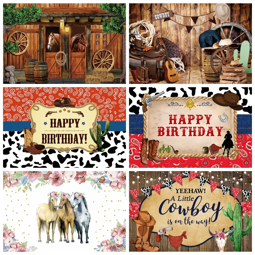

Yeele Horse Birthday Backdrop Flower Horse Party Background Western Cowgirl Cowboy Horse Birthday Decorations Photoshoot Props