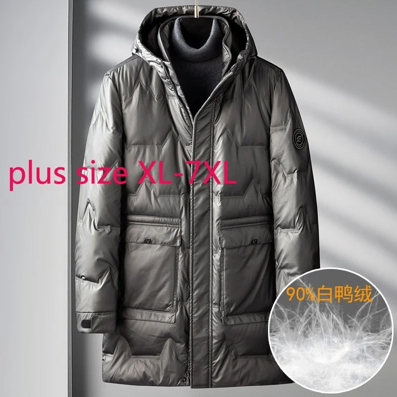 

New Arrival Fashion Suepr Large Winter Male Youth Fashion Long Stand Collar Hooded Smooth Down Jacket Casual Plus Size XL-6XL7XL