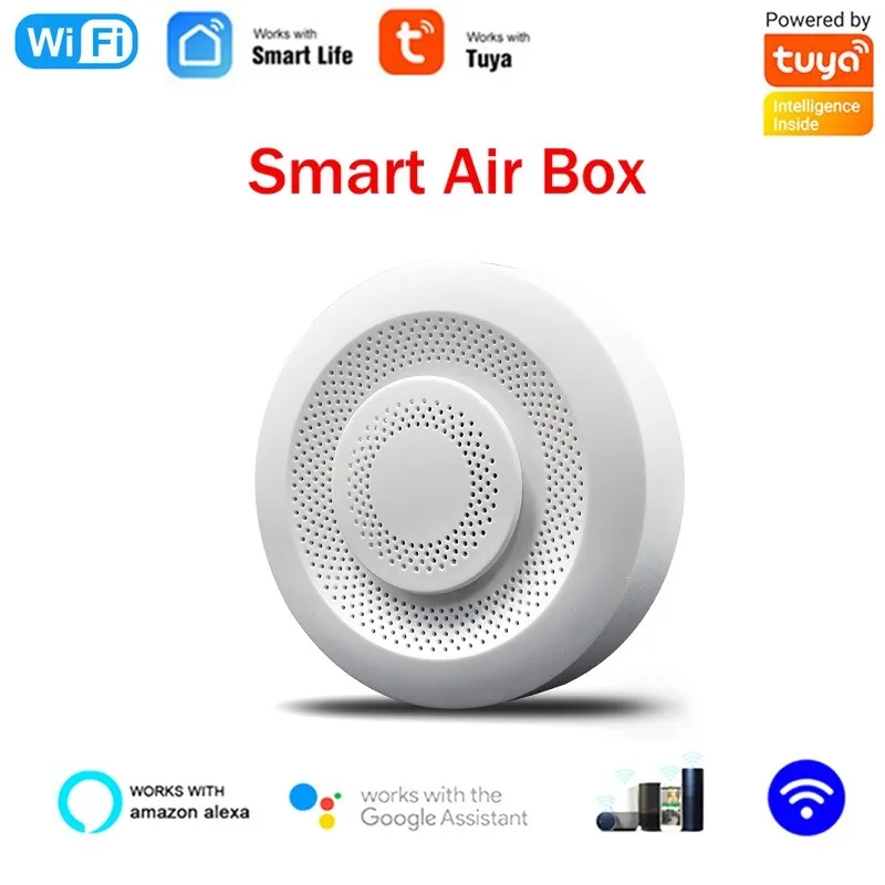 

Tuya Wifi Smart Air Box Formaldehyde VOC Carbon Dioxide Temperature Humidity Sensor Smart Linkage Automation Alarm Detector