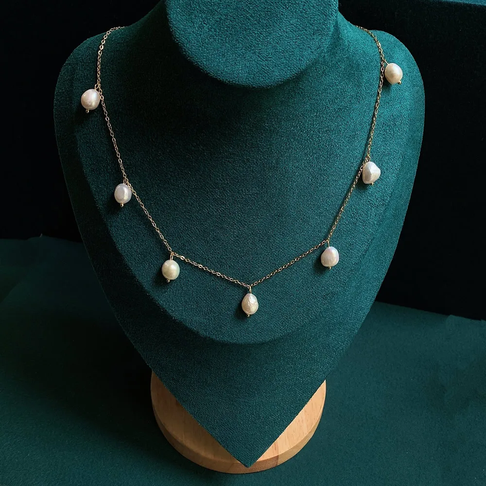 Минималистичное модное ожерелье из натурального пресноводного жемчуга для женщин, ожерелье-чокер неправильной формы с барочным жемчугом и кисточкой, простая Цепочка-чокер, ожерелье