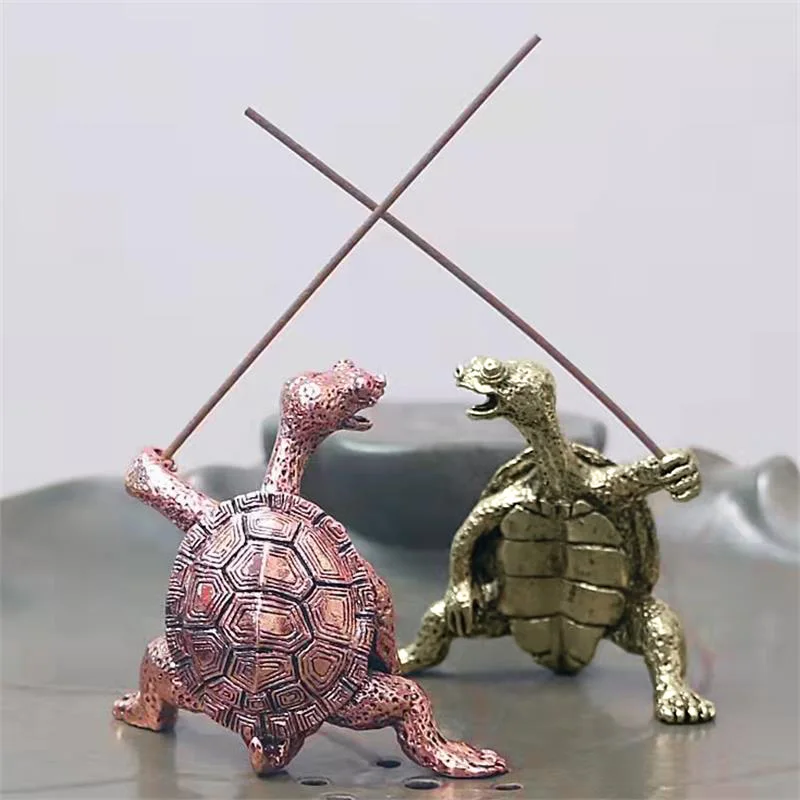 Antique Bronze Turtle Incense Holder Burner Table Ornament Alloy Line Incense Stick Holder Creative Censer Home Office Decor