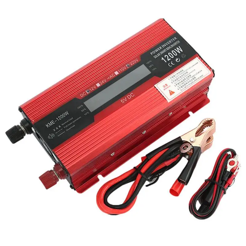 

Pure Sine Wave Inverter Car Power Inverter Portable Converter With LCD Display Dual AC Outlets And Dual USB Car Charger For Home