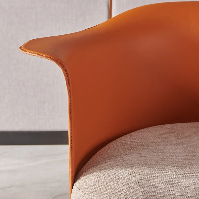 Креативное кресло для одноместного дивана роскошное кожаное седло оранжевое с