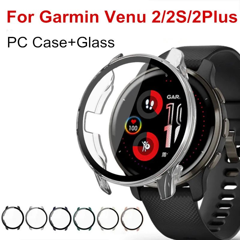 

Защитный чехол для Garmin Venu 2 Plus, полное покрытие, защитная пленка для экрана, PC чехол + стекло для Garmin Venu 2/2S/2 Plus, защитная пленка для часов