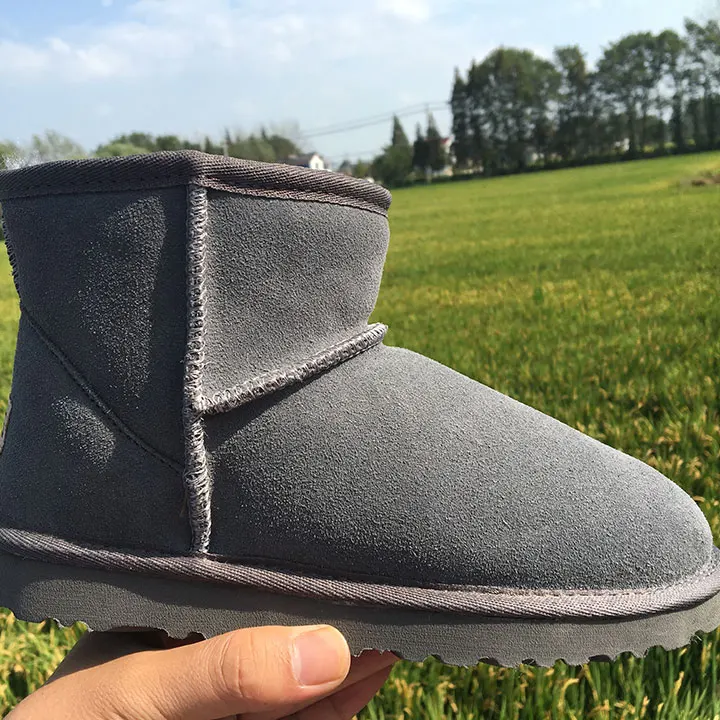 

Hot Sale Winter Ankle Outdoor Genuine boots Australia style cowhide Leather with Plush Inside