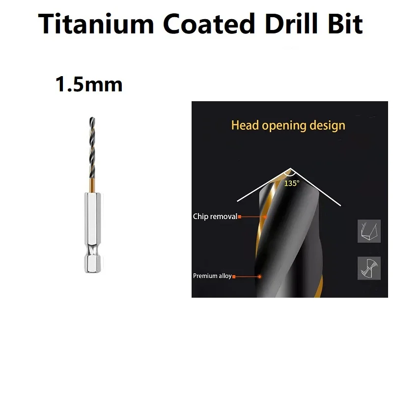 

New Practical Drill Bit HSS 1.5-6.5mm 1/4 Hex Shank For Aluminium/wood