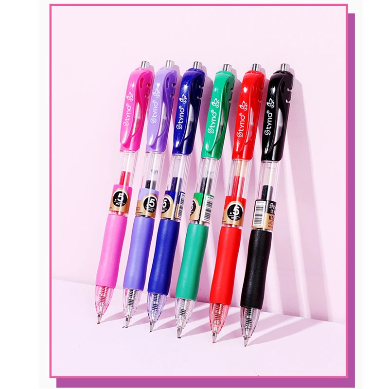 

6pcs/set 0.5mm Bullet Press Gel Pen 6color Writing Art Drawing Stationery Office Signing Ball Pen Student Kawaii School Supplies