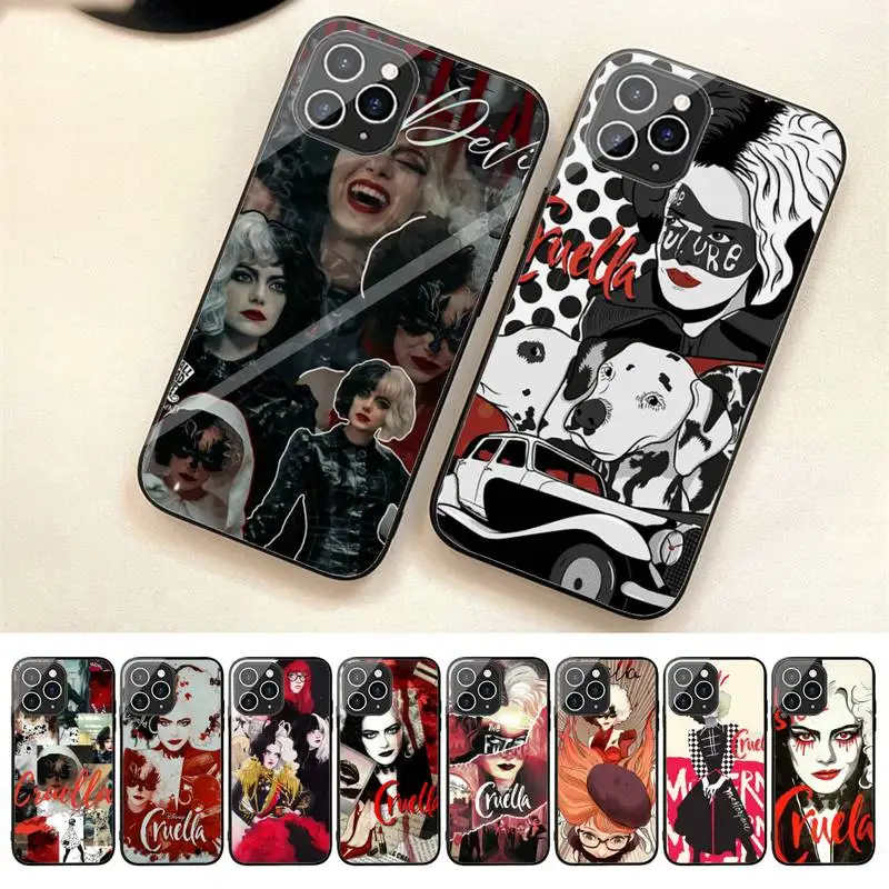 

Modern Movie Bad Girl Cruella Phone Case For Iphone 7 8 Plus X Xr Xs 11 12 13 Se2020 Mini 14 Pro Max Tempered Glass Fundas