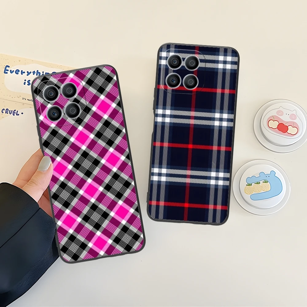 Lattice Grid Texture Mobile Cell Phone Case for Huawei Honor 90 80 70 60 50 30 20 10 9 8 7 Pro S SE Lite 5G Black Cover Shell