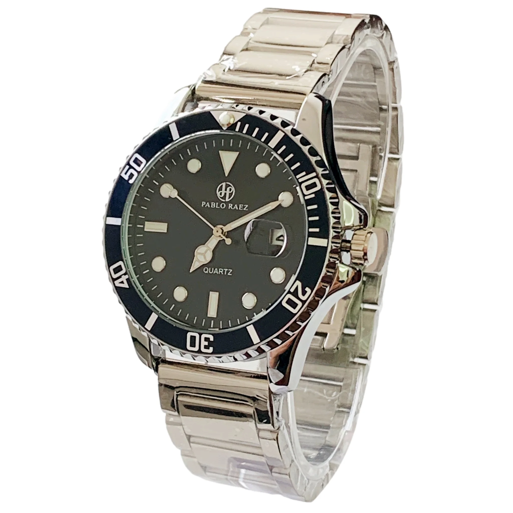 

PABLO RAEZ Steel Calendar Green Watch Luminous Luxury Brand Man Fashion Clock High Quality Male Date Wristwatch Heavy Business