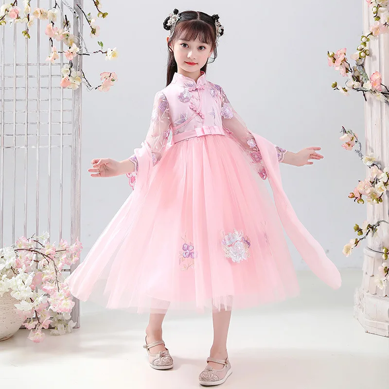 Новинка детское платье-Ципао в китайском стиле с вышивкой сказочный пушистый