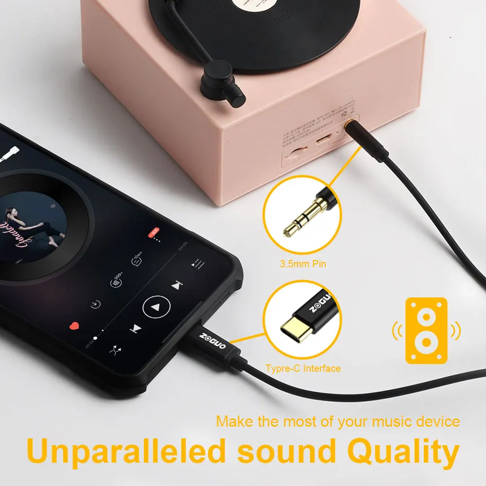 USB-кабель ZOGUO со штекером USB Type-C на штекер 3 5 мм