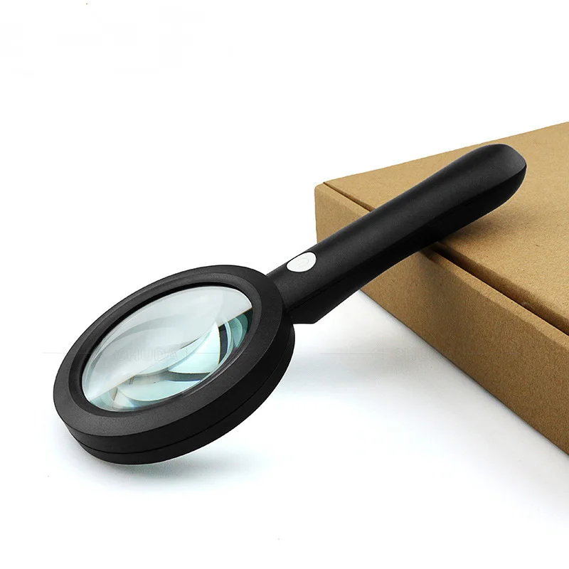 

6X Rechargeable Reading Magnifying Glass 75Mm Optical Glass Lens Magnifier with 9 Led Lights for Reading, Repair, Coin, Loupe