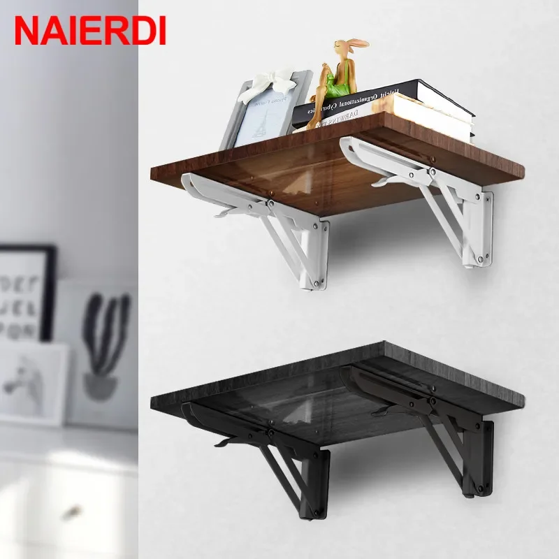 

NEW2023 2PCS Folding Angle Bracket 8-20 Inch Triangle Shelf Heavy Support Adjustable Wall Mounted Bench Table Furniture Hardware