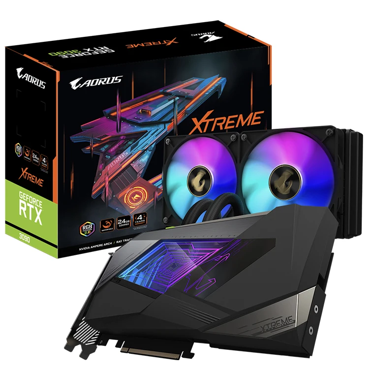

HOT GIGABYE AORUS GeForce RTX 3090 XTREME WATERFORCE 24G Gaming Graphics Cards With GDDR6X 4 Years Warranty Water Cooling GPU