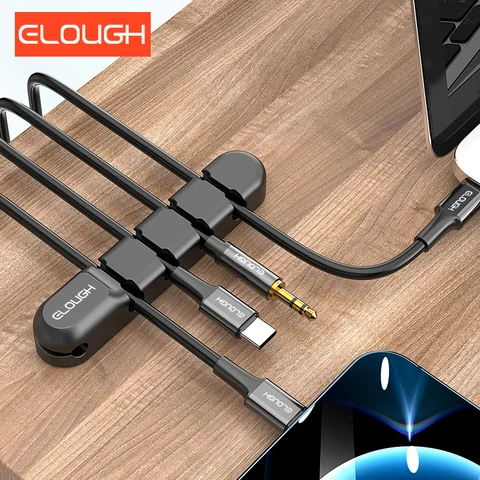 Органайзер для кабеля Elough, 7 зажимов, управление кабелем, аккуратная силиконовая намотка, держатель провода, расположение для детской защиты