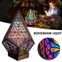 c2 wooden hollow led projection night lamp bohemian colorful projector desk table lamp household home decor atmosphere lighting