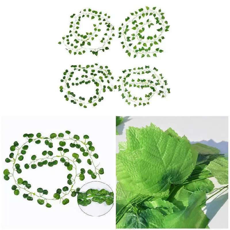 

12 Pcs 2M Artificial Hanging Vine Plant Leaves Plastic Home Garden Wall Wedding Decoration GRSA889
