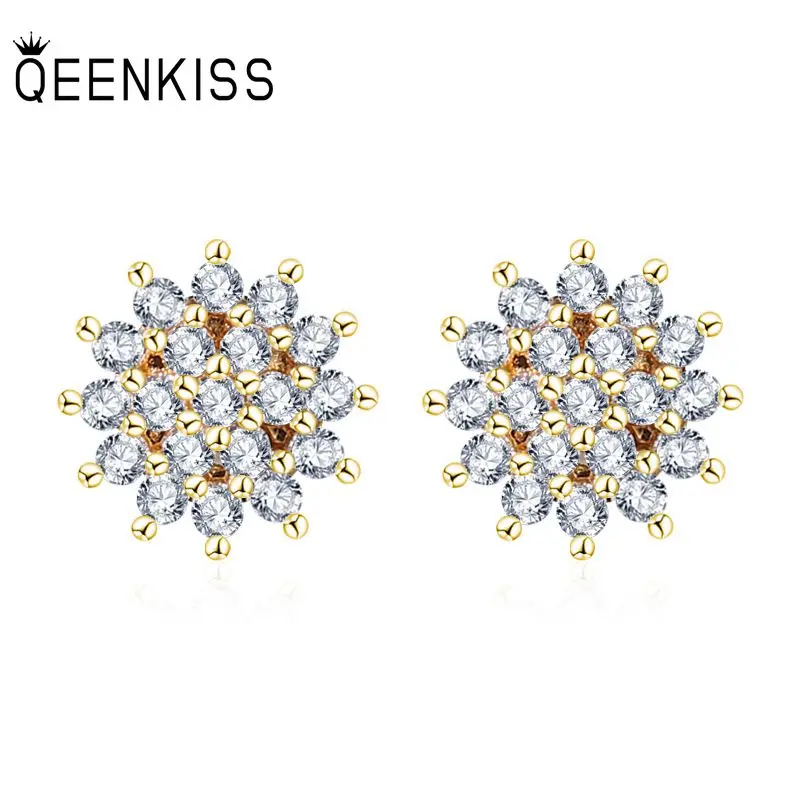 

QEENKISS EG8228 Fine Jewelry Wholesale Fashion Woman Birthday Wedding Gift Flower Zircon Titanium Stainless Steel Stud Earrings