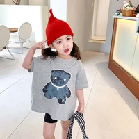 childrens clothes summer clothes 2022 new baby bear cotton t shirt girls short sleeved bottoming shirt