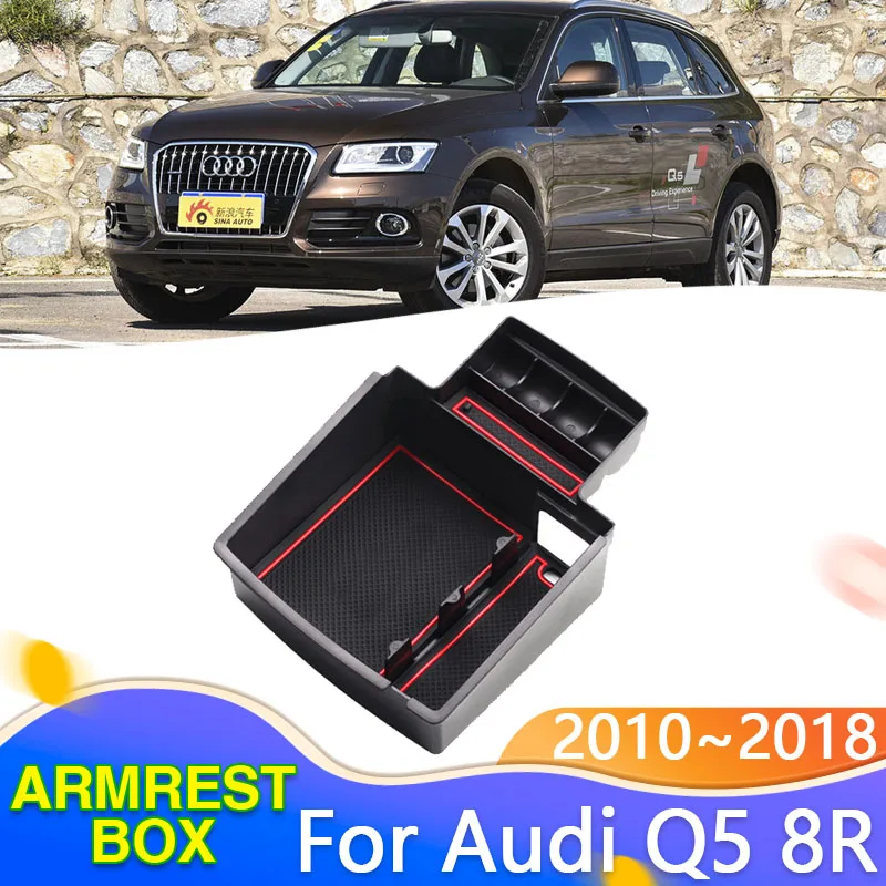 

Storage Boxs for Audi Q5 8R 2010~2018 2011 2012 2013 2014 Center Armrest Organizer Stowing Tidying Grey Car Styling Accessories