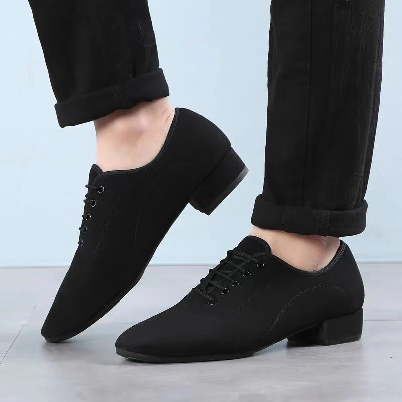 Мужские туфли для бальных танцев профессиональные черные туфли-оксфорды