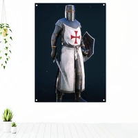 vintage crusader banners flags medieval warrior knights templar armor posters wall art canvas painting wall hanging home decor 2